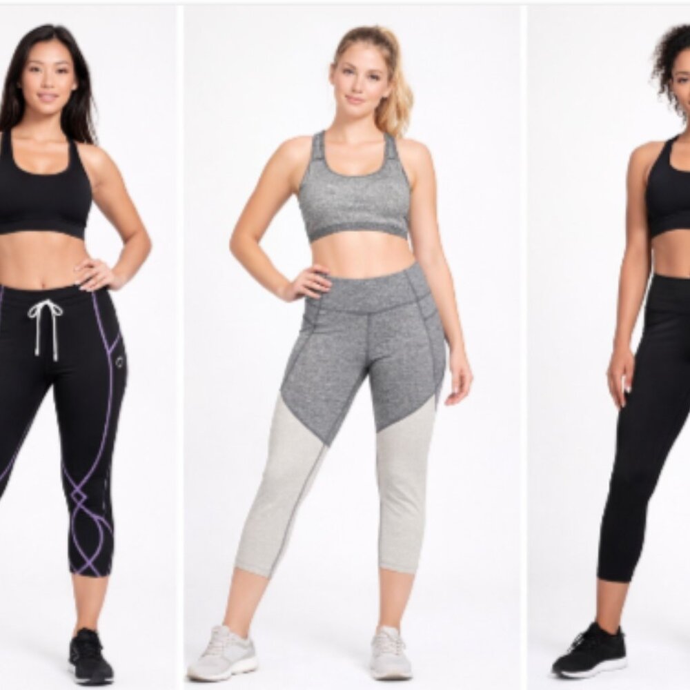 NWOT CW-X Compression Capri Leggings + C9 Champion Black & Gray (3pc Bundle)
